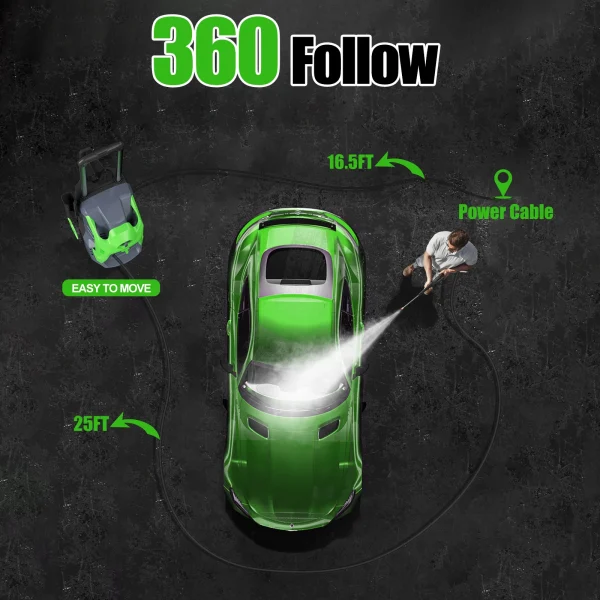 Electric Pressure Washer 4200PSI Max 2.8GPM Power Washer with 25FT Hose, Ideal for Car, Driveway, Patio, Pool Cleaning Green - Image 4