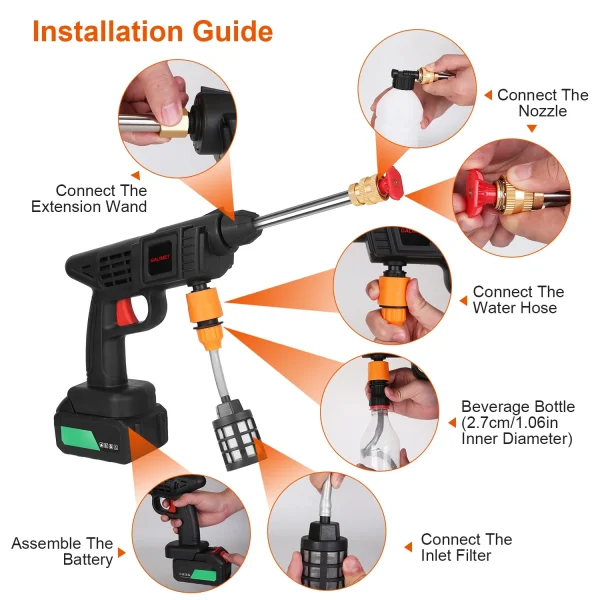 Cordless Pressure Washer,363PSI Portable Pressure Washer with 2 Rechargeable 20000mAH Battery Power Washer - Image 5