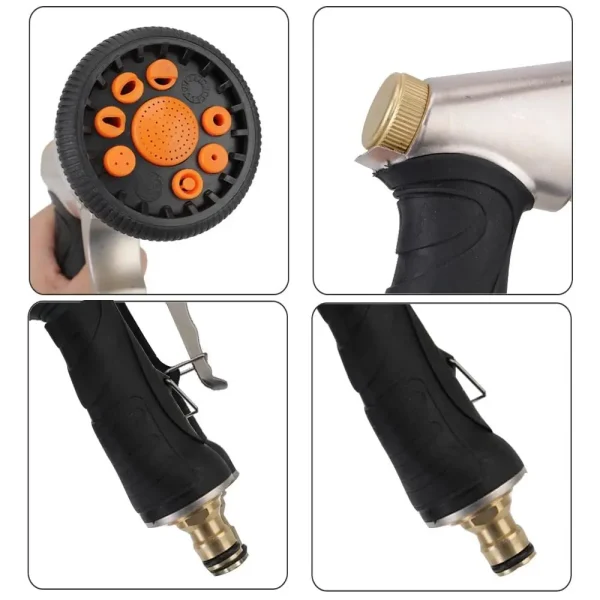Adjustable Garden Water Gun ,Heavy Duty High Pressure Water Spray Nozzles For Garden Lawn Hose with 9 Spray Patterns - Image 3
