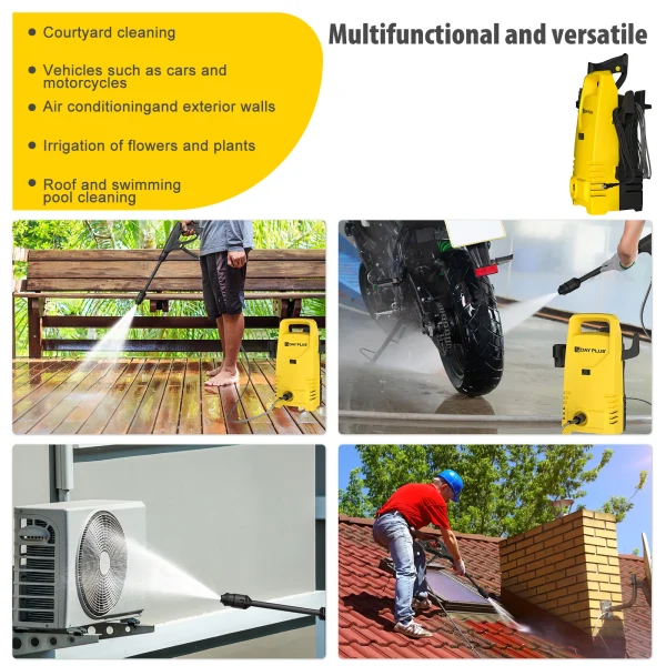 Electric High Pressure Washer,Portable Power Washer with Spray Gun &1-180°Adjustable Nozzle ,for Cars,Patios and Floor Cleaning - Image 2