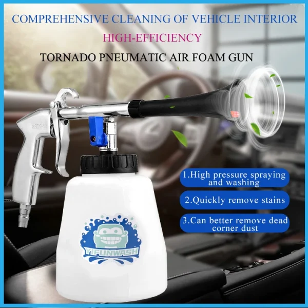 Car Wash Accessories Tornado Car Interior Deep Cleaning Dust Gun High-Pressure Pneumatic Spray Gun Car Wash Dust Gun With Brush - Image 3