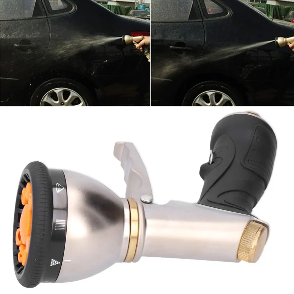 Heavy Duty 9 Patterns Adjustable Water Hose Spray Nozzle Gun for Watering Plants, Lawn& Garden, Washing Cars, Showering Pets - Image 3