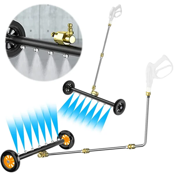 22 Inch Pressure Washer Extendable 3-Wand Undercarriage Surface Cleaner 1/4 Quick Connector High-Pressure Water Broom 4000 PSI - Image 4