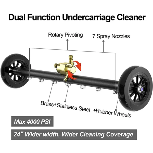 22 Inch Undercarriage Pressure Washer Surface Cleaner Power Washer Attachment Water Broom 1/4" Quick Connector Karcher Lavor - Image 3